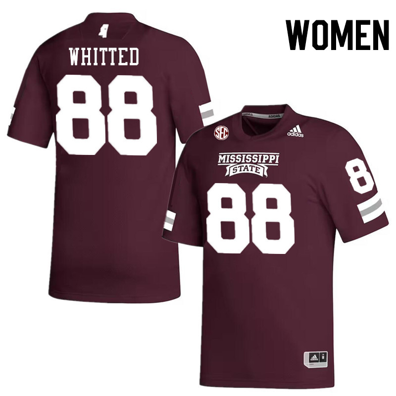 Women #88 Jacorey Whitted Mississippi State Bulldogs College Football Jerseys Stitched-Maroon